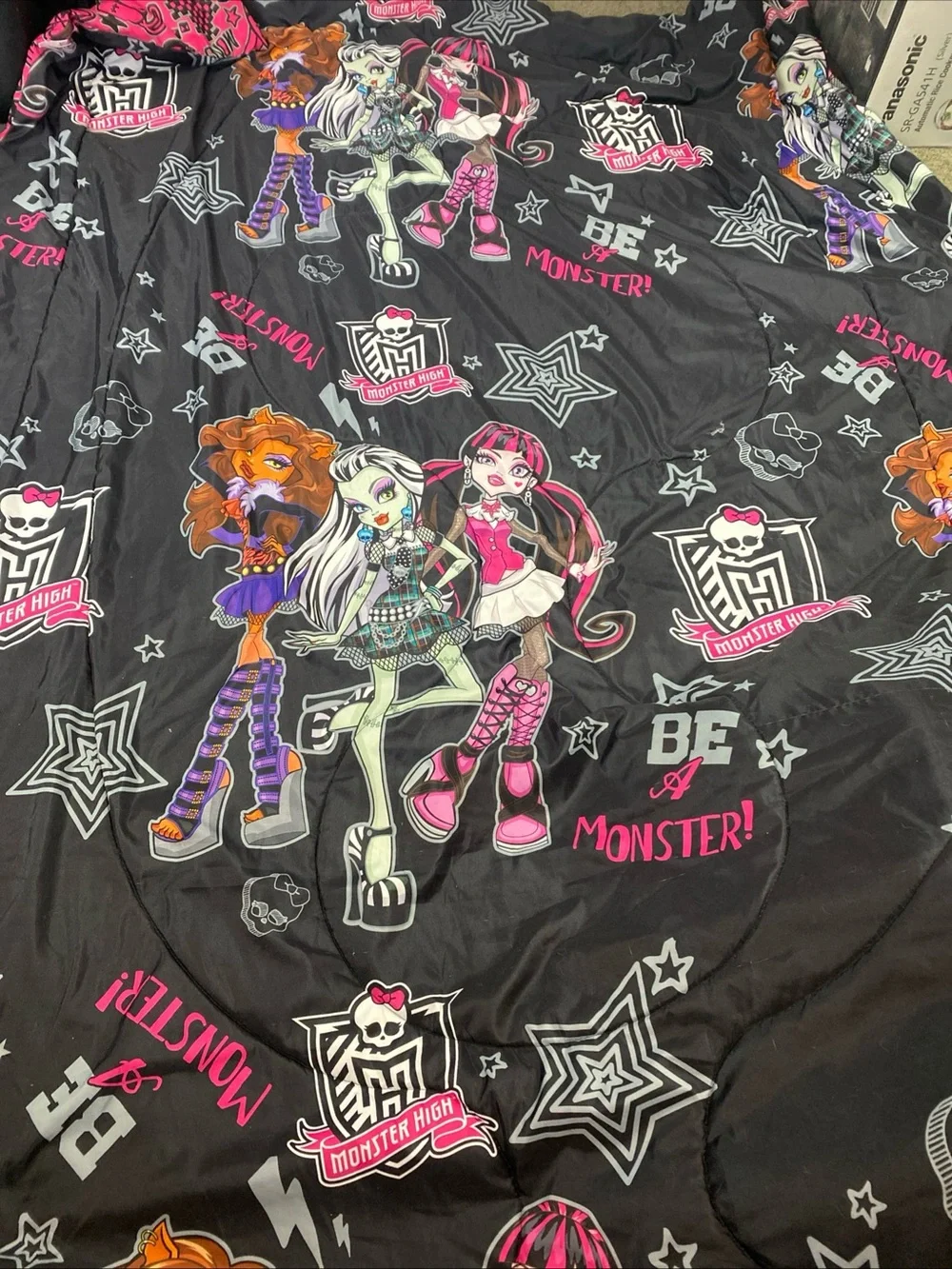 Vintage Monster High Reversible Comforter Twin Ghouls Bed Set Flat Fitted Sheet